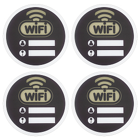 4шт. самоклеящиеся акриловые таблички с паролем Wi-Fi и названием сети для общего пользования, плоско-круглые