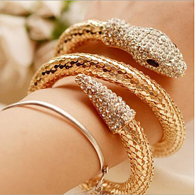 Vintage Snake Bracelet and Bangle Set - Fashionable European Jewelry