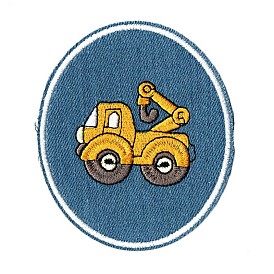 Computerized Embroidery Cloth Iron on/Sew on Patches, Costume Accessories, Oval with Excavator
