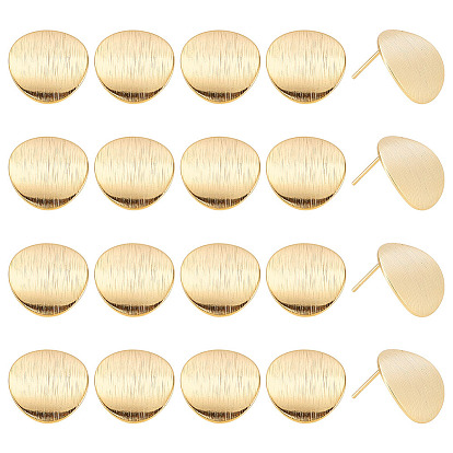 20 шт. фурнитура для сережек-гвоздиков из гальванизированной латуни, с петлей, долговечный, без никеля , плоско-круглые