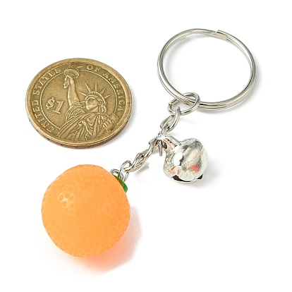 Fruit Resin Pendant Keychain Kit, with Iron Split Key Rings and Bell Charms, Orange/Pineapple/Peach/Strawberry