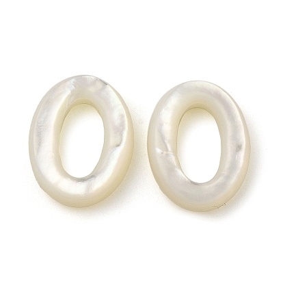 Natural White Shell Linking Ring, Oval