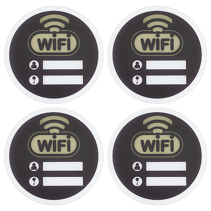 4шт. самоклеящиеся акриловые таблички с паролем Wi-Fi и названием сети для общего пользования, плоско-круглые