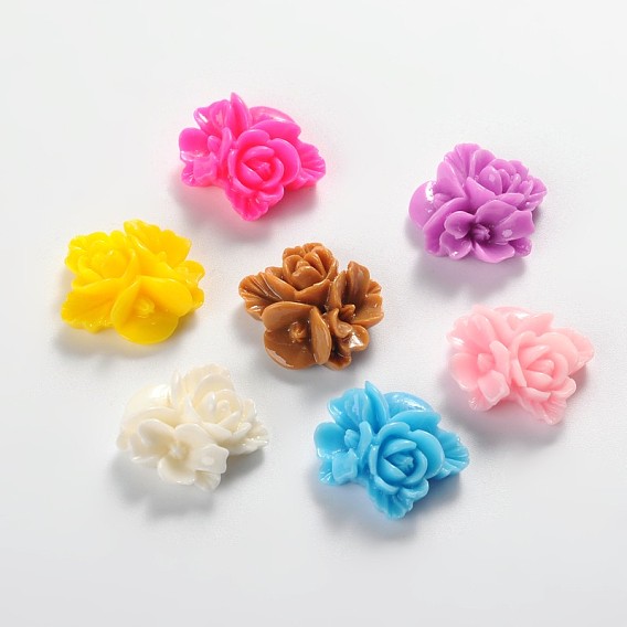 Opaque Resin Cabochons, Flower, 16x16x6mm