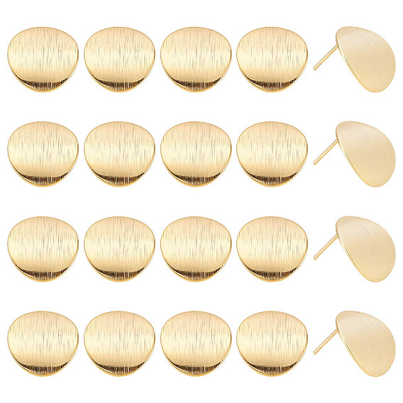 20 шт. фурнитура для сережек-гвоздиков из гальванизированной латуни, с петлей, долговечный, без никеля , плоско-круглые