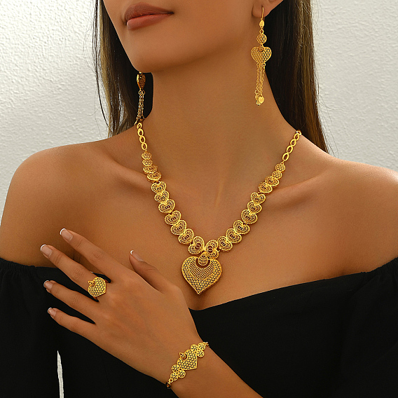 Роскошные браслеты, серьги, ожерелья и кольца из полого ближневосточного сплава с подвеской в виде сердца и кисточками