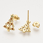 Brass Cubic Zirconia Pendants & Stud Earrings & Adjustable Rings Jewelry Sets, Christmas Trees
