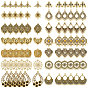 84 pièces 14 styles maillons creux en alliage de zinc de style tibétain pour lustre, fleur losange triangle, Or antique