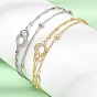Brass Ring Link 2-Strand Bracelets, Rack Plating, Long-Lasting Plated, Cadmium Free & Lead Free