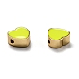 Brass Enamel Beads, Long-Lasting Plated, with Jump Ring, Real 18K Gold Plated, Heart