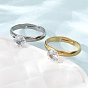 304 Anillos abiertos tipo brazalete de acero inoxidable con micro pavé de circonitas cúbicas para mujer, rondo
