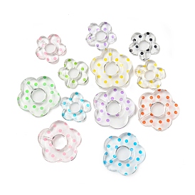 Transparent Printed Acrylic Beads, Flower