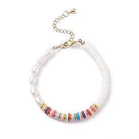 Natural Pearl & Polymer Clay Beaded Bracelet, Preppy Bracelet for Women