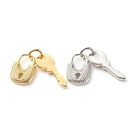 Латунные подвески, с целью перехода в кольце, без кадмия и без свинца, Ключ и замок