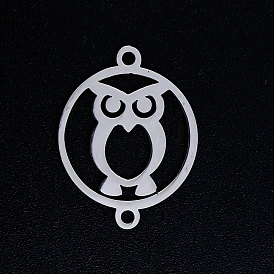 201 Stainless Steel Links Connectors, Circle with Owl, For Halloween