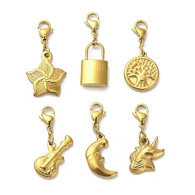 304 подвесное украшение из нержавеющей стали, с подвесками-карабинами, для брелка, кошелек, украшение для рюкзака, реальный 18 k позолоченный