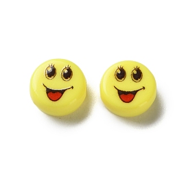 Непрозрачные акриловые бусины, плоские круглые с улыбающееся лицо