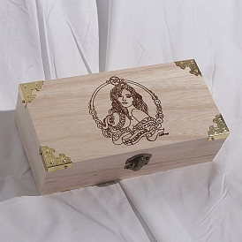 Cajas de almacenamiento de madera rectangulares, para almacenamiento de artículos de brujería, burlywood
