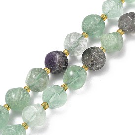 Natural Fluorite Beads Strands, Faceted, Luminous, Six Sided Celestial Dice