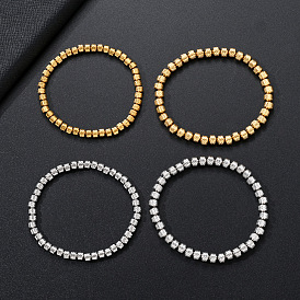 304 эластичные браслеты из нержавеющей стали для женщин и мужчин, рондель с диагональным узором