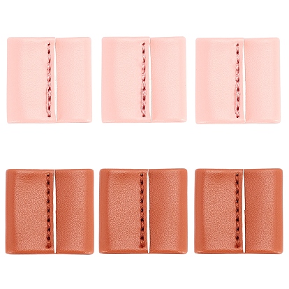 6 Pcs 2 Colors PU Leather String Slide String Keeper, for Bucket Bag, Square