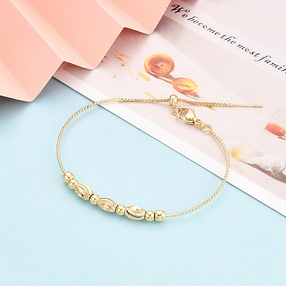 Регулируемые браслеты-слайдеры из латунных бусин для женщин, овальные и круглые