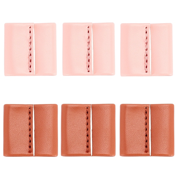 6 Pcs 2 Colors PU Leather String Slide String Keeper, for Bucket Bag, Square
