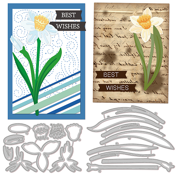 Углеродистая сталь разрезает трафареты, для diy scrapbooking, Фотоальбом, декоративная бумага для тиснения, цвет нержавеющей стали, нарцисс узор