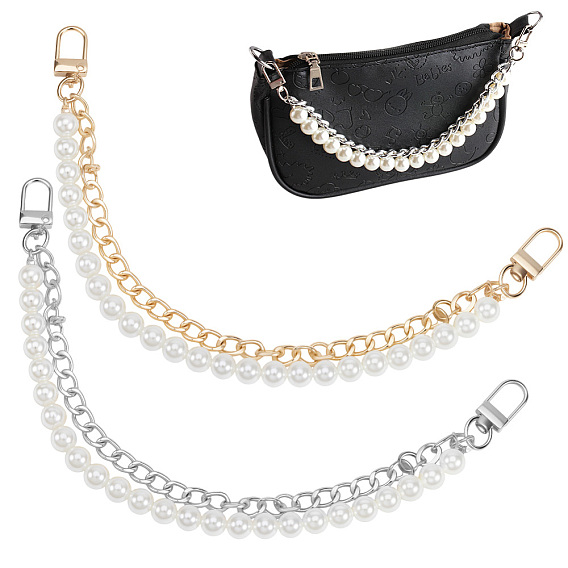 4 шт. 2 цвета АБС искусственный жемчуг бусины мобильные ремешки, с железной цепочкой и застежкой из сплава