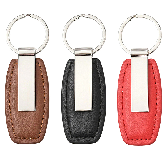 6 шт. 3 Цветные кожаные брелоки с кольцами из сплава