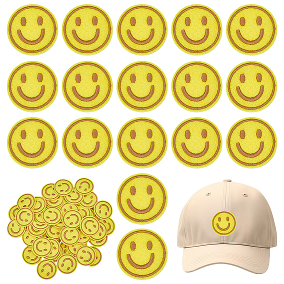 50шт. аппликаций в виде улыбающихся лиц, компьютеризированная вышивка тканью утюжок на / шить на заплатках, аксессуары для костюма