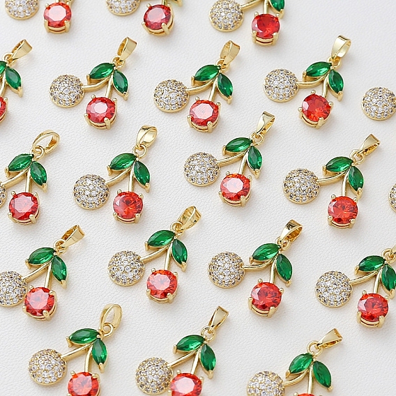 Латунные микро проложить кубического циркония подвески, черри прелести