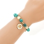 Natural & Synthetic Mixed Gemstone Stretch Bracelet, with Luminous Glow in the Dark Alloy Yoga Charms