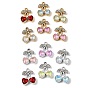 Alloy Rhinestone Pendants, Cherry Charms, with Glass, UV Plating, Mixed Color