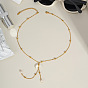 Nutural White Shell Moon Pendant 304 Stainless Steel Chain Necklaces with Natural Freshwater Pearl Tassel