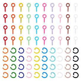 400шт. шт. литые винты с проушиной штифты скобы, за половину пробурено бисера, с 400 железными открытыми прыжковыми кольцами