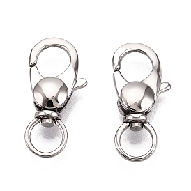 Polished 316 Surgical Stainless Steel Lobster Claw Swivel Clasps, Swivel Snap Hooks, 22~24x11x6mm, Hole: 6mm