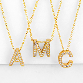 26 collier alphabet avec pendentif lettre diamant - collier couple, nkq