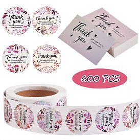 1 Roll Rainbow Laser Laser Thank You Sticker, Round with 4 patterns/roll, with 2 Bag Thank You Theme Card