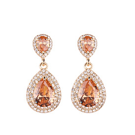 Elegant Double-layered Teardrop-shaped Earrings with Crystal and Rhinestone Embellishments