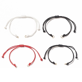 2Pcs Braided Waxed Polyester Cord, with 304 Stainless Steel Jump Rings, for Adjustable Link Bracelet Making