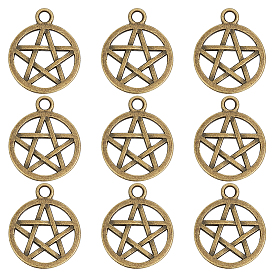 Сплавочные подвески тибетского стиля, кулоны викка, плоские круглые со звездой