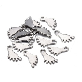 201 Stainless Steel Charms, Laser Cut, Footprint