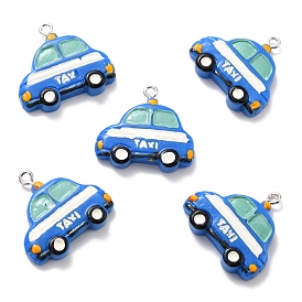 Resin Pendants, with Platinum Tone Iron Loop, Taxi with Word