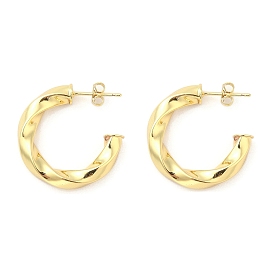 Brass Stud Earrings, Long-Lasting Plated, Lead Free & Cadmium Free, Twist Charm