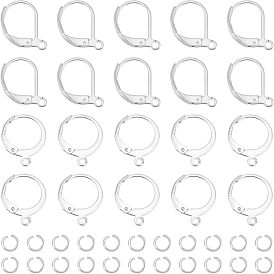 120 pièces 2 style 304 boucles d'oreilles à levier en acier inoxydable, avec 180 anneaux de saut ouverts