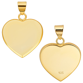 2 шт. 925 подвеска из стерлингового серебра с кабошоном, сердце прелести