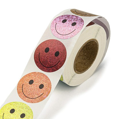 Smile Stickers Roll, Round Paper Smiling Face Pattern Adhesive Labels, Decorative Sealing Stickers for Gifts, Party