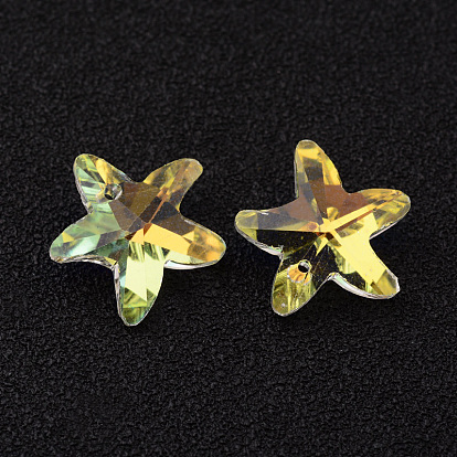 Морская звезда / морские звезды ограненные k 9 стеклянные подвески, имитация австрийский хрусталь, 14.5x15x7 мм, отверстие : 1 мм