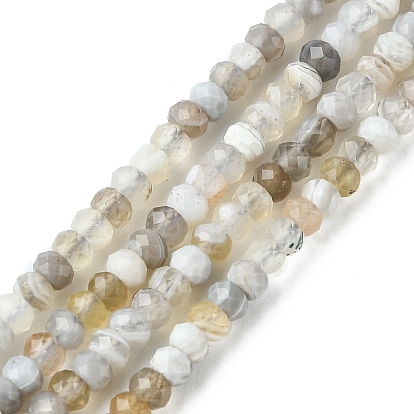 Natural Botswana Agate Beads Strands, Faceted, Rondelle